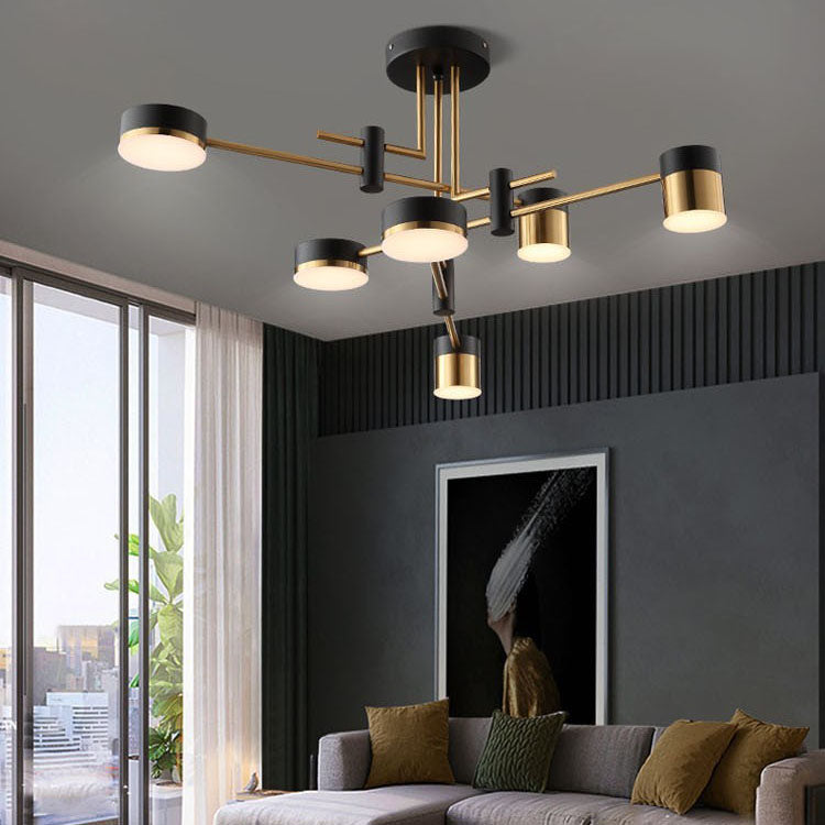 Moderne minimalistische Zylinder Eisen Acryl 4/6/8 Licht Kronleuchter für Wohnzimmer 