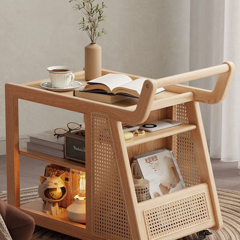 Zeitgenössischer Retro Massivholz Beweglicher Multifunktionaler Lagerung Beistelltisch 3-stufig Für Wohnzimmer 