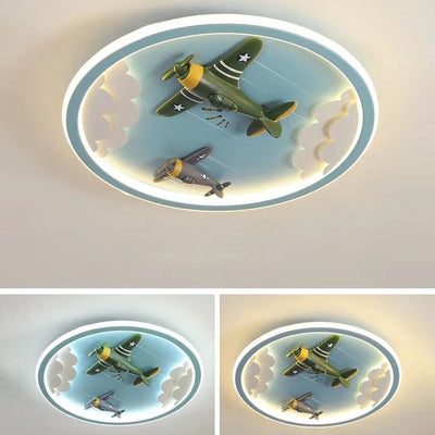 Modern Cartoon Resin Airplane Pegasus Acrylic Shade LED Kids Flush Mount Ceiling Light