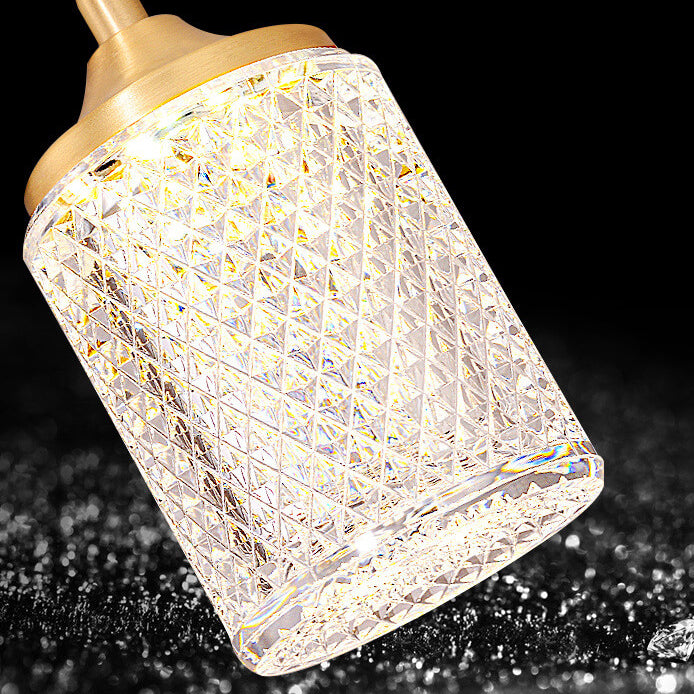 Moderne Luxus Hängeleuchte aus Vollkupfer Glas Zylinder Sphärische Diamant LED 