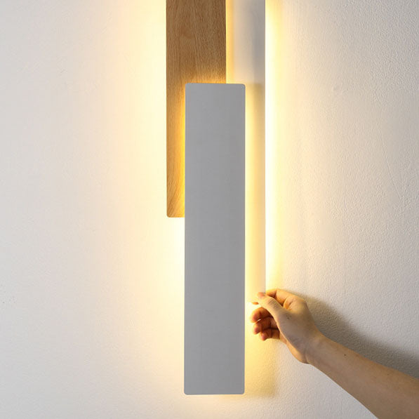 مصباح حائط LED مستطيل هندسي بسيط بحبيبات الخشب الحديثة 