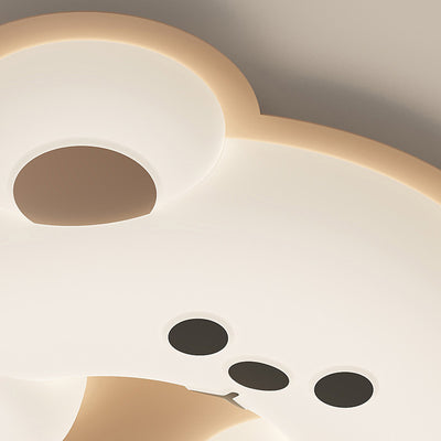 Modern Art Deco Bunny Bear PC Iron LED Flush Mount Ceiling Light For Bedroom