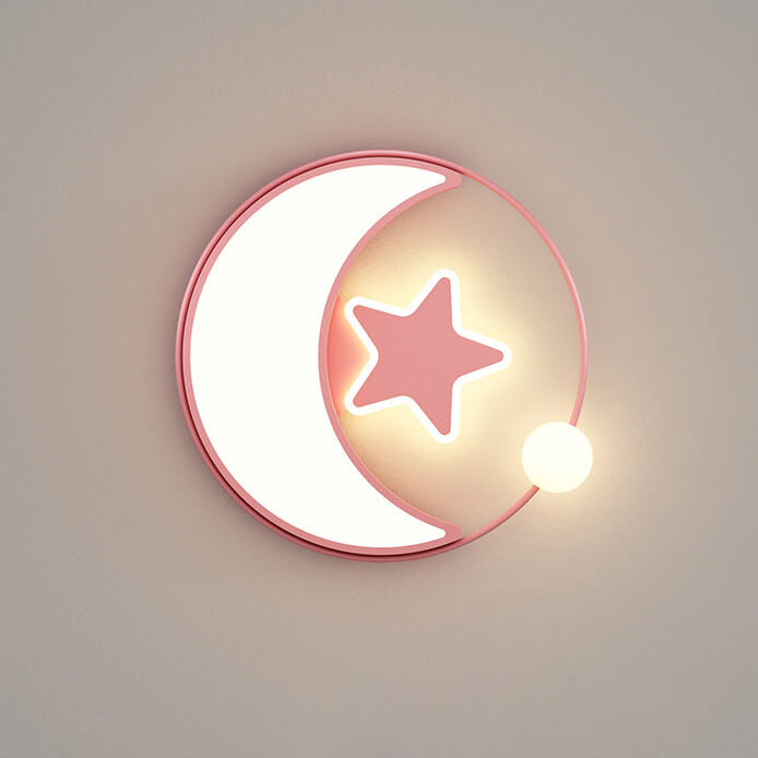 Zeitgenössische kreative Mond-Stern-Eisen-Acryl-LED-Deckenleuchte für das Schlafzimmer 