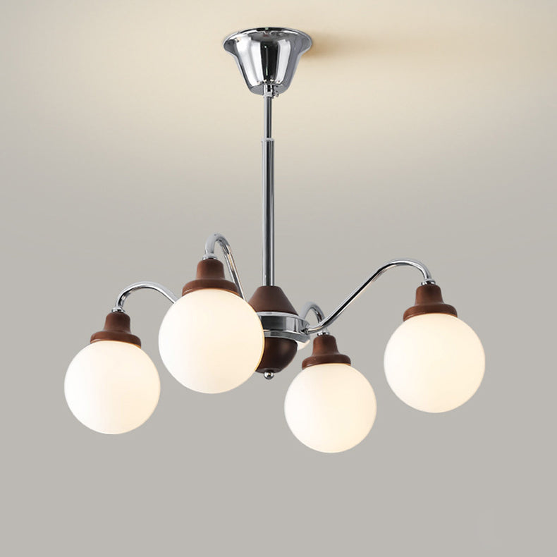 Lustre traditionnel vintage en forme de haricot magique rond en bois de caoutchouc, verre, fer avec 4/6/8 lumières pour chambre à coucher 