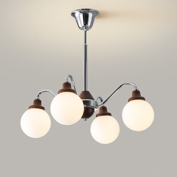Lustre traditionnel vintage en forme de haricot magique rond en bois de caoutchouc, verre, fer avec 4/6/8 lumières pour chambre à coucher 