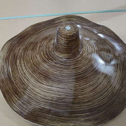 Suspension Luminaire à 1 Lumière avec Abat-Jour en Résine Ondulée Japonaise Traditionnelle pour Chambre 
