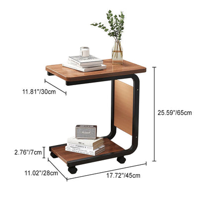 Moderner minimalistischer quadratischer Stahltisch mit Rollen und zwei Ebenen für das Wohnzimmer 