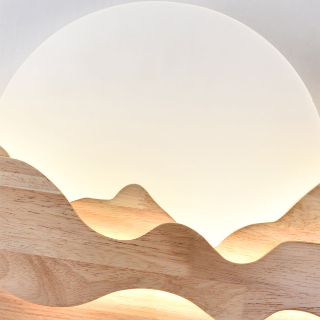 Moderne Art Deco Runde Berg Geformt Holz Acryl LED Wand Leuchte Lampe Für Wohnzimmer 