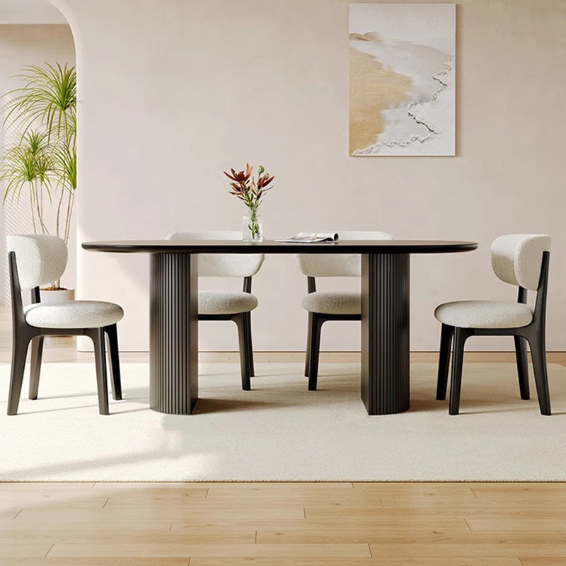 Silla de comedor sin brazos contemporánea de simplicidad redonda con respaldo de marco de madera de terciopelo suave para comedor 