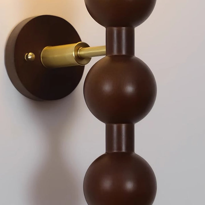 Traditional Vintage Cylinder Round Bead Wood Glass Metal 1-Light Wall Sconce Lamp For Living Room
