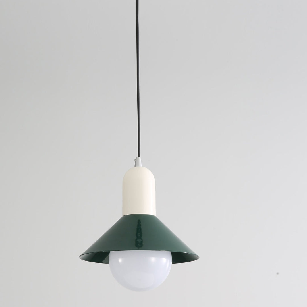 Simplicidad Contemporánea Macaron Hierro Geométrico Cono Forma 1-Luz Lámpara Colgante Para Sala de Estar 