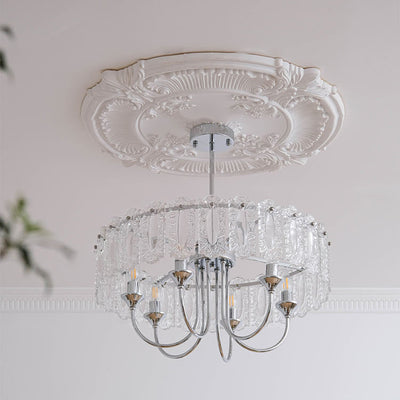 Porte-bougie rond en verre et fer traditionnel français 4/5/6 Lumières Lustres pour chambre 