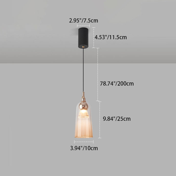 Contemporary Nordic Gradient Acrylic Cup Shade Aluminum LED Pendant Light For Dining Room