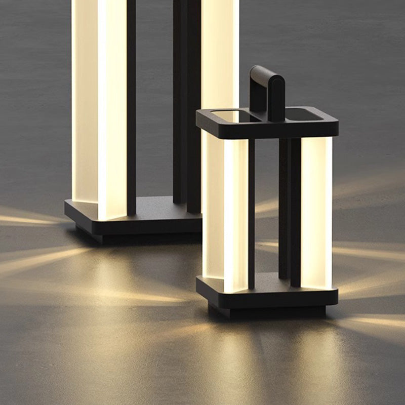 إضاءة LED مستطيلة الشكل من الفولاذ المقاوم للصدأ والأكريليك مقاومة للماء بتصميم بسيط وحديث للإضاءة الخارجية للحدائق 