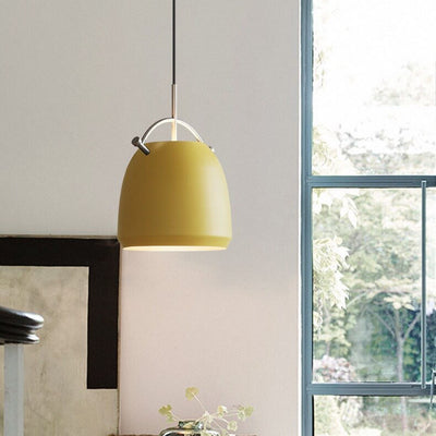 Lámpara colgante de 1 luz redonda de aleación de aluminio nórdica Macaron 