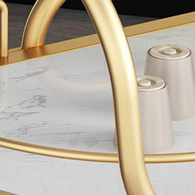 Carro de comedor contemporáneo nórdico ovalado de mármol y metal de 3 bandejas para comedor 