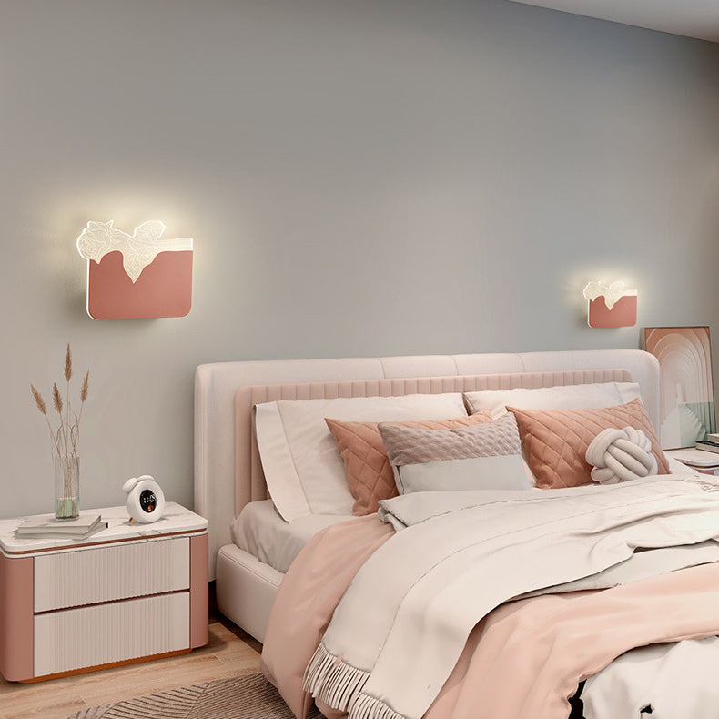 Zeitgenössische kreative Eisen Acryl Sapling Schatten LED Wandleuchte Lampe für Schlafzimmer 