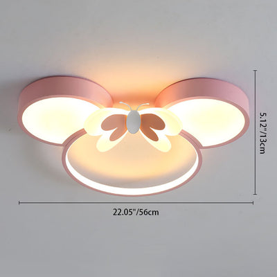 Modern Creative Minimalist Wrought Iron Cartoon Mouse LED Flush Mount Ceiling Light