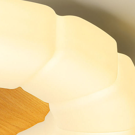 Nordic Creative Petals PE Wood Grain LED Flush Mount Ceiling Light