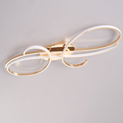 Moderne minimalistische gebogene Linie Eisen Aluminium Silikon LED Halbbündige Deckenleuchte für Wohnzimmer 