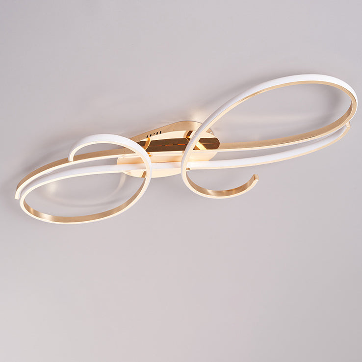 Moderne minimalistische gebogene Linie Eisen Aluminium Silikon LED Halbbündige Deckenleuchte für Wohnzimmer 