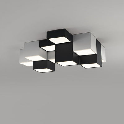 Modern Minimalist Cube Iron Acrylic LED Flush Mount Ceiling Light For Living Room
