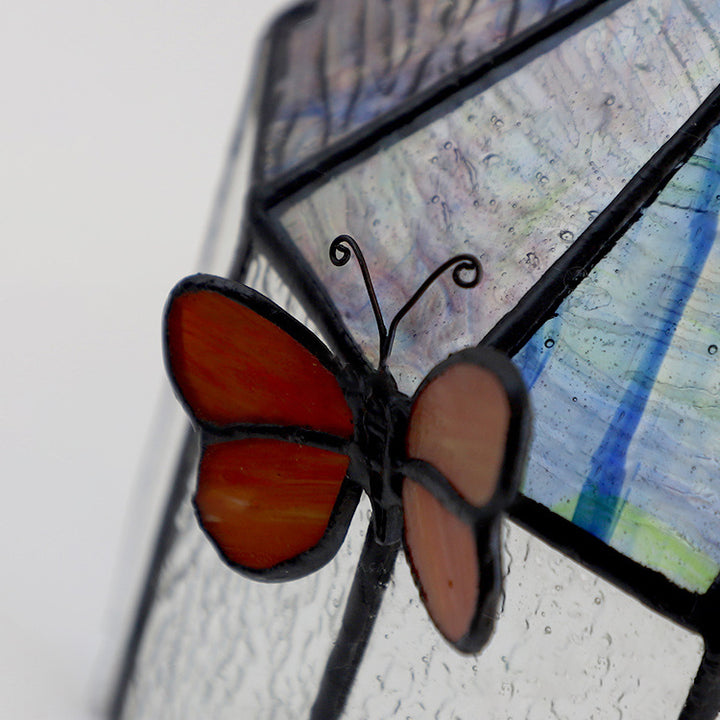 Traditional Vintage Butterfly Prismatic Metal Glass 1-Light Table Lamp For Bedroom