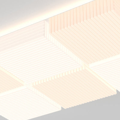 モダンシンプリシティ リブ付き PE キューブシェード LED フラッシュマウント天井灯 リビングルーム用 