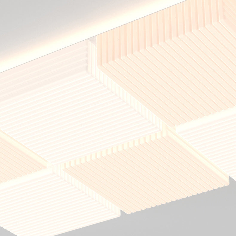 モダンシンプリシティ リブ付き PE キューブシェード LED フラッシュマウント天井灯 リビングルーム用 