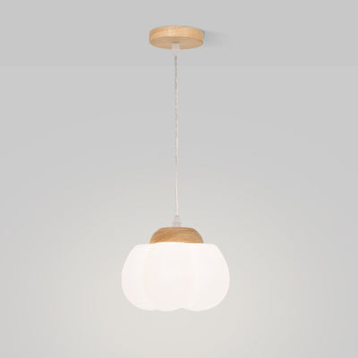 Lustre à suspension 1 lumière en bois avec abat-jour en kapok acrylique pastoral traditionnel français pour chambre 