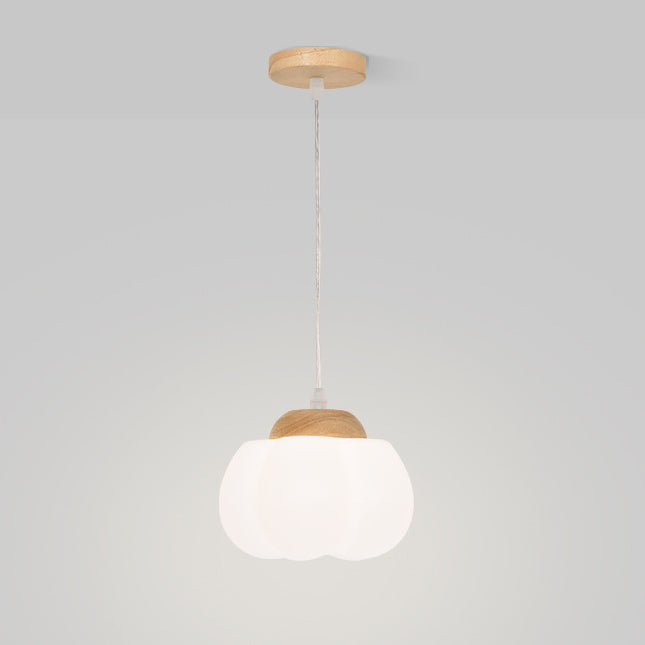 Lustre à suspension 1 lumière en bois avec abat-jour en kapok acrylique pastoral traditionnel français pour chambre 
