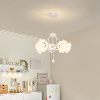 Moderner Art Deco Kristallglas Blumenschirm 3/5-flammiger Kronleuchter für Wohnzimmer 