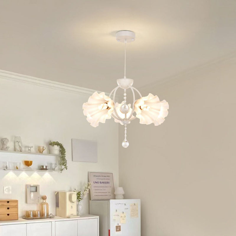 Moderner Art Deco Kristallglas Blumenschirm 3/5-flammiger Kronleuchter für Wohnzimmer 
