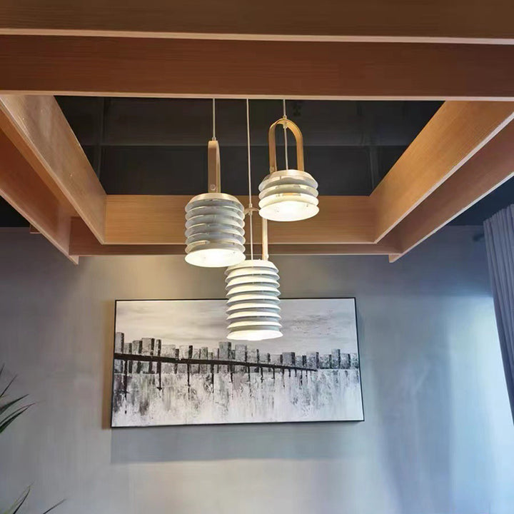 Luminaire suspendu 1 lumière en métal fer cylindre traditionnel japonais pour chambre 