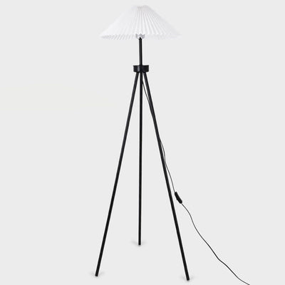 Nordic Modern Pleated Canvas Shade Iron Tripod 1-Light Standing Floor Lamp