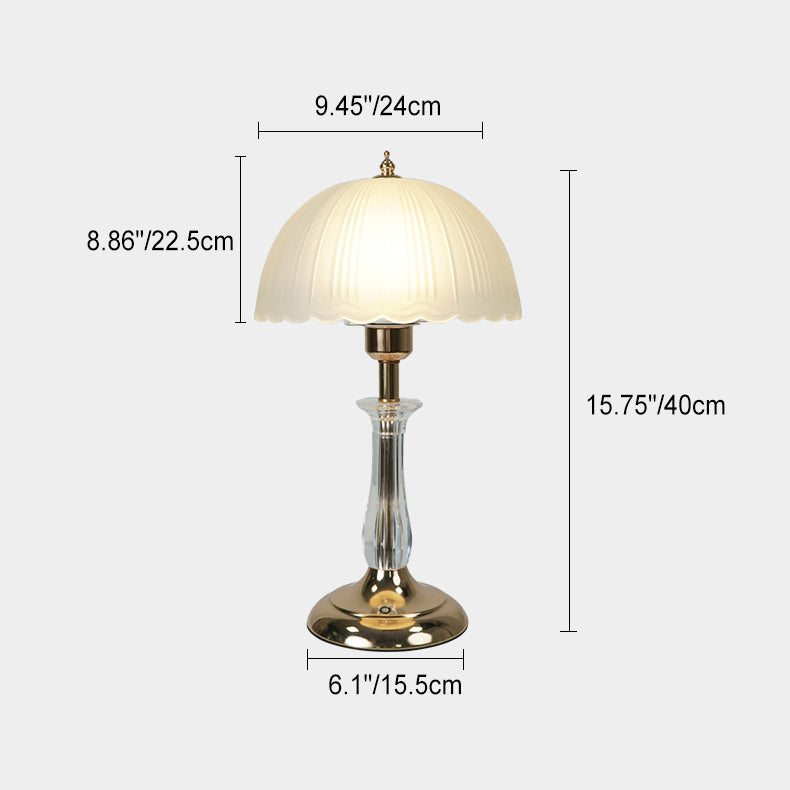 Lámpara de mesa contemporánea nórdica de hierro con cúpula de vidrio y una luz para el lado de la cama 