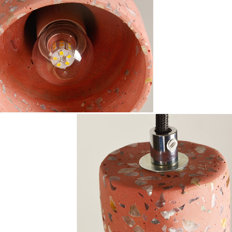 Suspension contemporaine scandinave ronde en terrazzo jade à 1 lumière pour salon 
