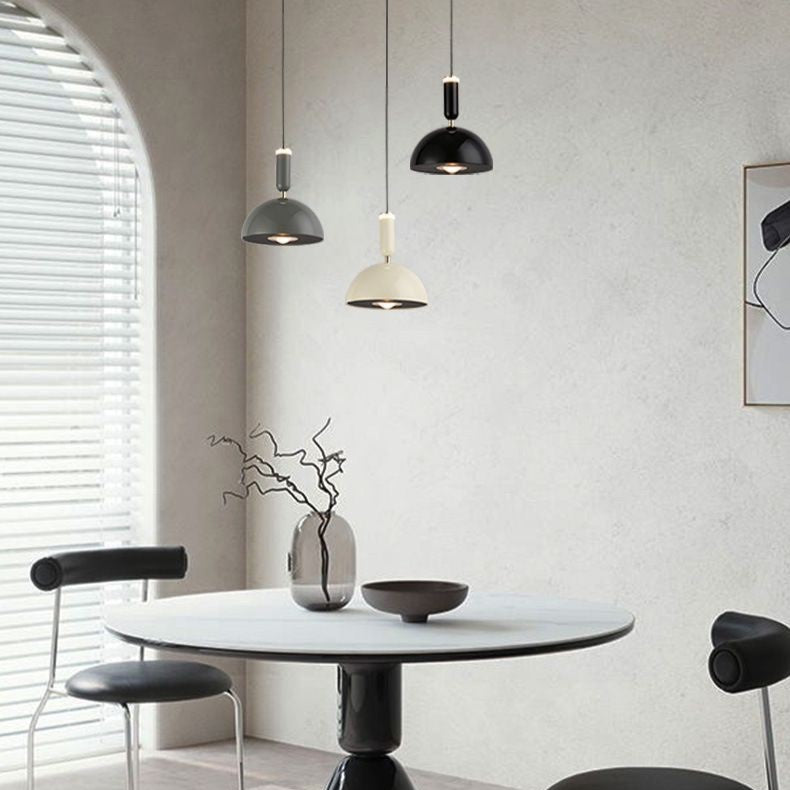 Lámpara colgante LED de cúpula redonda minimalista moderna de aluminio y acrílico para dormitorio 