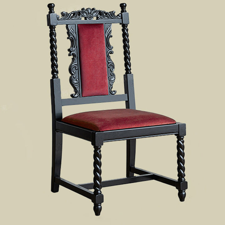 Chaise de salle à manger avec dossier carré en bois traditionnel vintage à cadre incurvé 