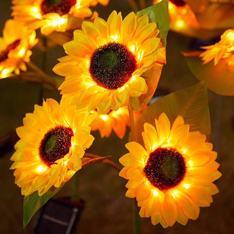 Lumière de jardin extérieure pour pelouse avec prise de terre à LED en acier inoxydable ABS sérigraphie tournesol créative contemporaine 