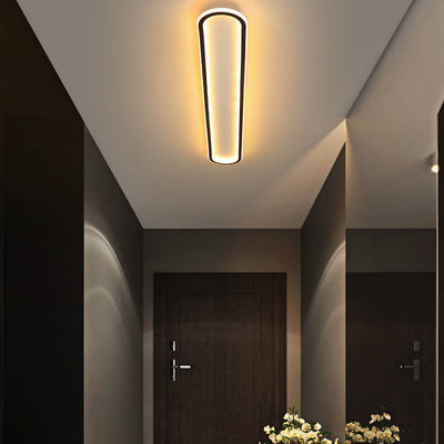 Modern Minimalist Long Iron Silicone LED Flush Mount Ceiling Light For Bedroom