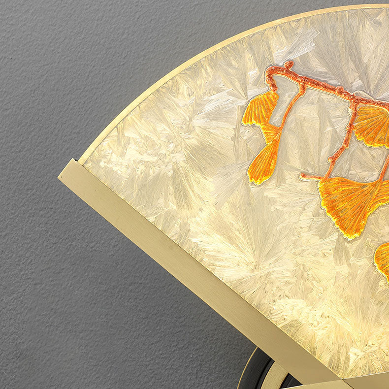 Lámpara de aplique de pared LED de acrílico de magnesio y cobre acanalado chino tradicional para dormitorio 