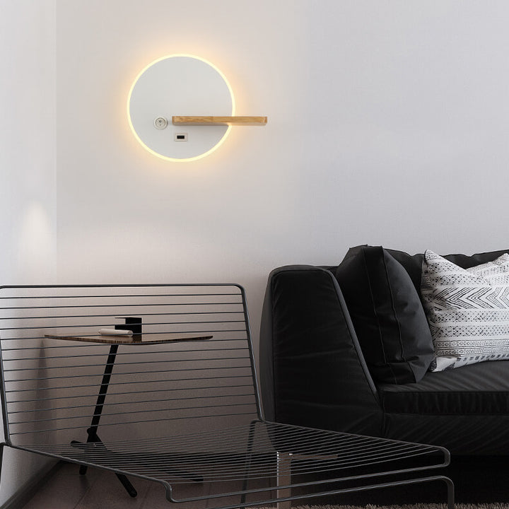 Moderne minimalistische Log-Acryl-Runde-LED-Wandleuchte für das Schlafzimmer 