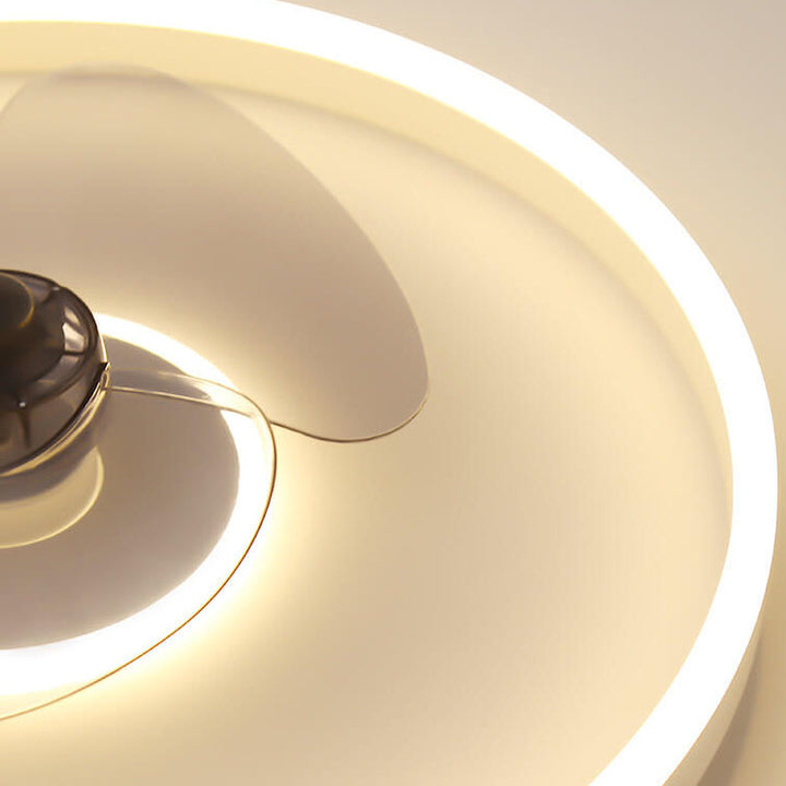 Contemporary Nordic Round Iron Silicone Aluminum Invisible LED Flush Mount Ceiling Fan Light For Living Room &amp; Bedroom