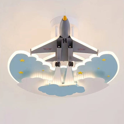 Creative Kids Cartoon Aircraft Dimmable Acrylic LED Flush Mount Ceiling Light