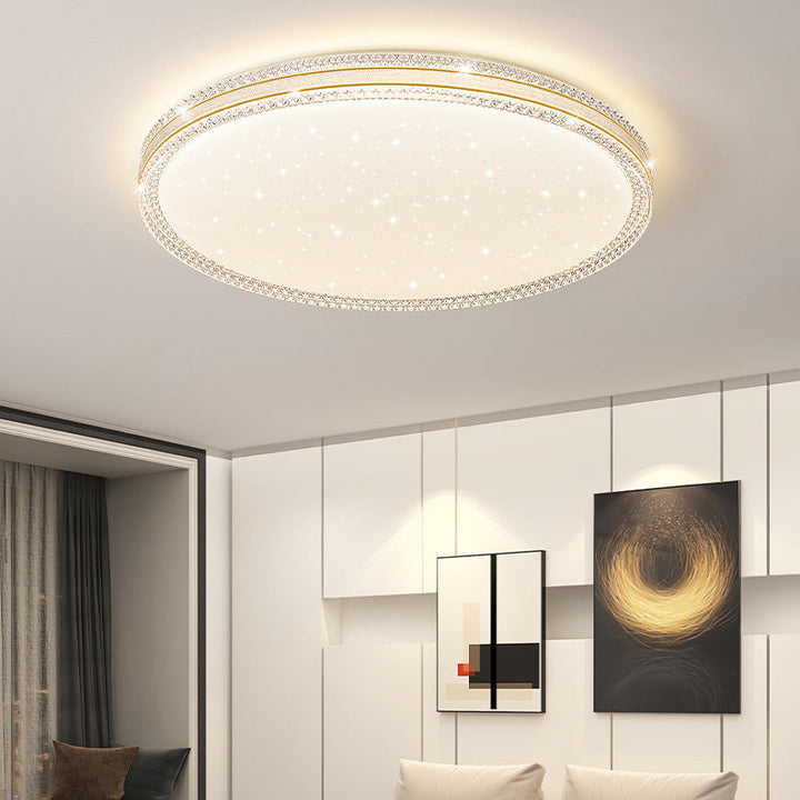 Contemporary Scandinavian Iron Acrylic Round Square Acrylic Skeleton Border LED Flush Mount Ceiling Light For Living Room