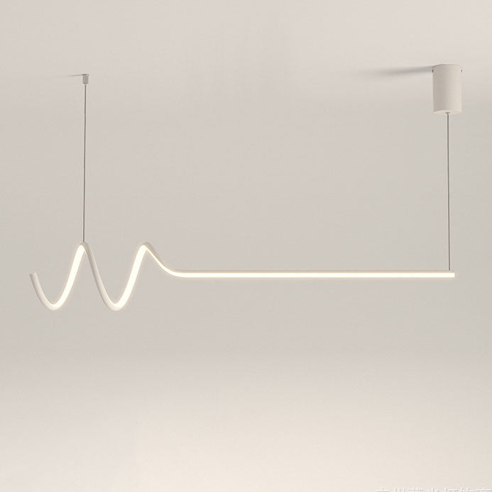 Lustre moderne minimaliste en spirale en aluminium à bande longue LED pour salle à manger 