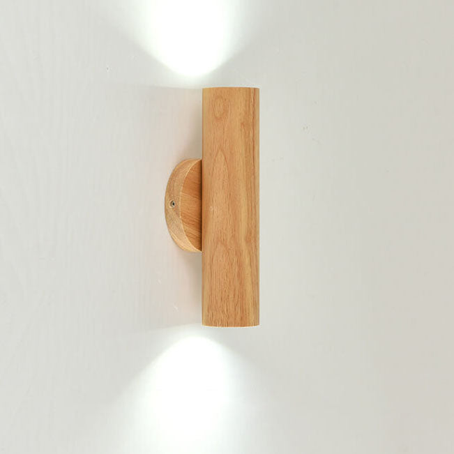 Applique murale LED à double tête en bois massif simple et moderne 