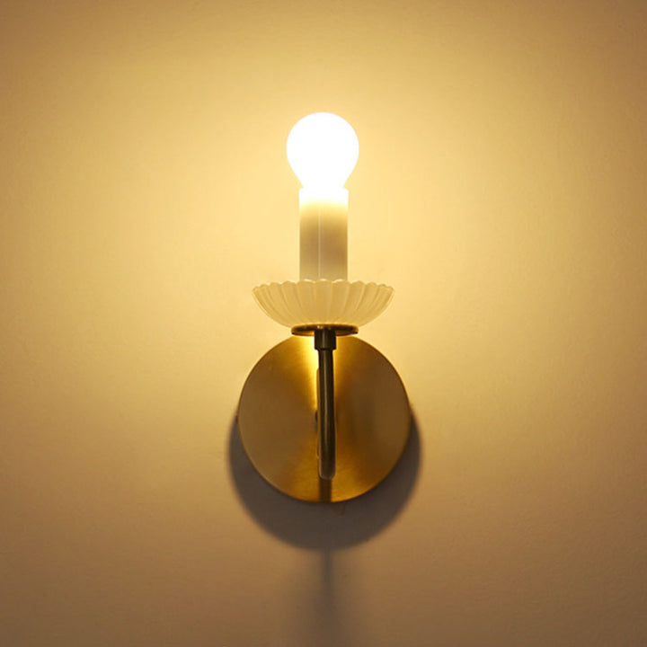 Traditional French Candelabra Brass Glass 1-Light Wall Sconce Lamp For Bedroom