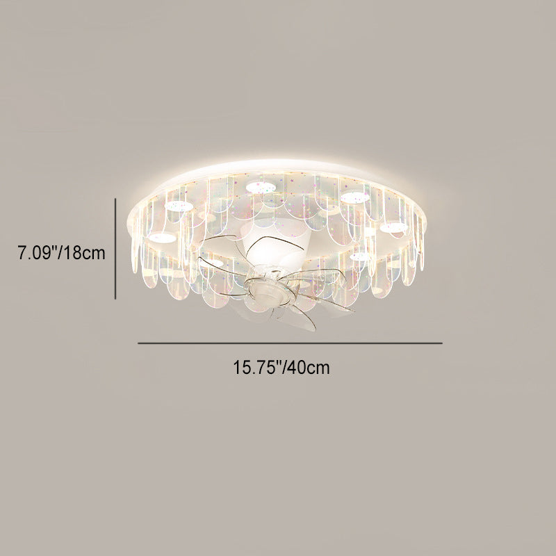 Zeitgenössische kreative Eisen Acryl Runde Stück LED Unterputz Deckenventilator Licht für Wohnzimmer 